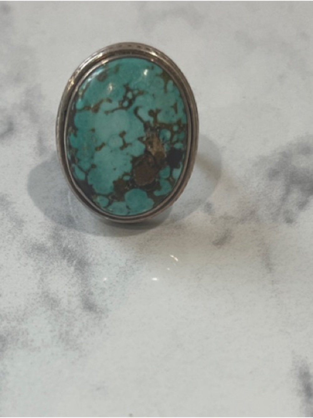 Sterling Silver Turquoise Oval Stone Ring  size 6